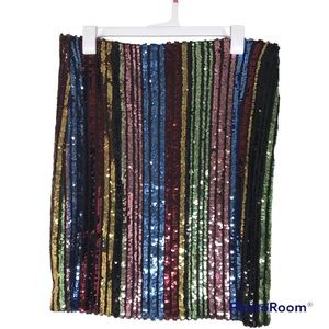 Plus Stripe Sequin Stretchy Pencil Tight Bodycon Skirt